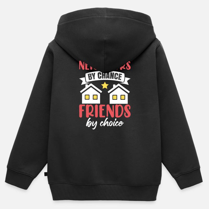 Femme voisine - Sweat Premium à capuche zippé enfant bio - noir