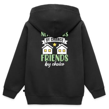 Voisins par hasard Amis par choix - Sweat Premium à capuche zippé enfant bio - noir - Dos - AI Model Kid Male (0cm)