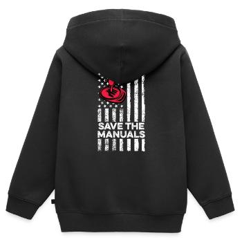 Bedienungsanleitungen speichern American Flag 3 Pedals Stick - Kinder Premium Organic Zip Hoodie - Schwarz - Hinten - AI Model Kid Male (0cm)