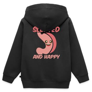 Gastrectomie à manches et à manches heureuses - Sweat Premium à capuche zippé enfant bio - noir - Dos - AI Model Kid Male (0cm)
