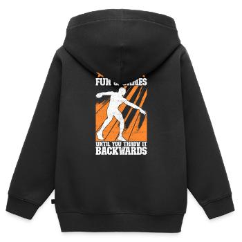 Lanceur de disque Lancer de disque - Sweat Premium à capuche zippé enfant bio - noir - Dos - AI Model Kid Male (0cm)