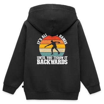 Lanceur de disque Lancer de disque - Sweat Premium à capuche zippé enfant bio - noir - Dos - AI Model Kid Male (0cm)