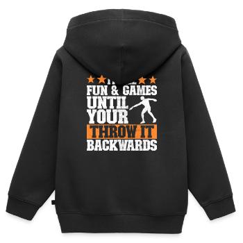 Lanceur de disque Lancer de disque - Sweat Premium à capuche zippé enfant bio - noir - Dos - AI Model Kid Male (0cm)