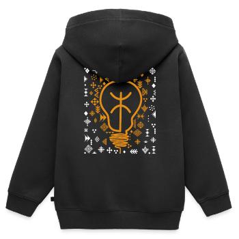DAS LICHT MEINER AMAZIGH-KULTUR - Kinder Premium Organic Zip Hoodie - Schwarz - Hinten - AI Model Kid Male (0cm)