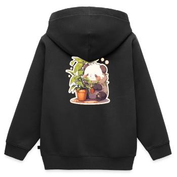 Panda Pandas Panda bébé Panda Ours Panda - Sweat Premium à capuche zippé enfant bio - noir - Dos - AI Model Kid Male (0cm)