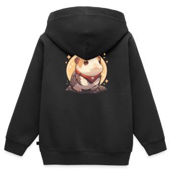 Hamster Nain Hamster Hamster Animal - Sweat Premium à capuche zippé enfant bio - noir - Dos - AI Model Kid Male (0cm)