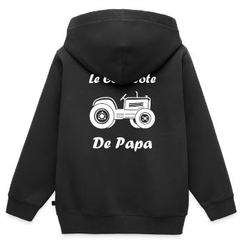 pilote de tracteur - Sweat Premium à capuche zippé enfant bio - noir - Dos - AI Model Kid Male (0cm)
