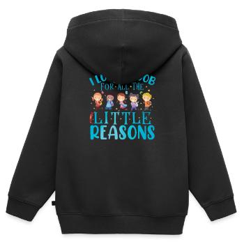 Professeur Montessori - Sweat Premium à capuche zippé enfant bio - noir - Dos - AI Model Kid Male (0cm)