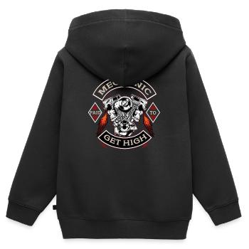 Citation drôle Devis en détresse payé pour obtenir un mech haut - Sweat Premium à capuche zippé enfant bio - noir - Dos - AI Model Kid Male (0cm)