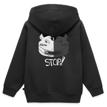 Rhino halte inne und halte den Mund zu - Kinder Premium Organic Zip Hoodie - Schwarz - Hinten - AI Model Kid Male (0cm)