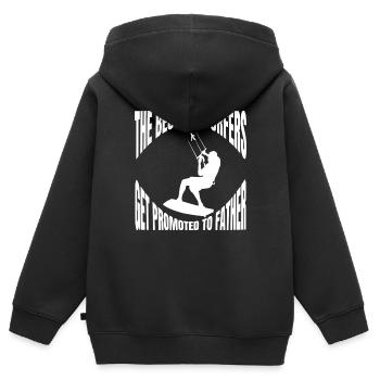 Kitesurfer Windsurf Windsurfer Kitesurf - Sweat Premium à capuche zippé enfant bio - noir - Dos - AI Model Kid Male (0cm)