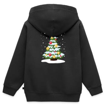 Weihnachtsbaum Kiefer Schnee Winter Urlaub Cool - Kinder Premium Organic Zip Hoodie - Schwarz - Hinten - AI Model Kid Male (0cm)
