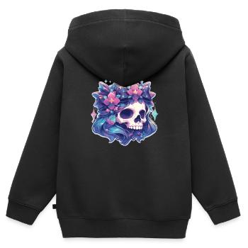 Totenkopf - Kinder Premium Organic Zip Hoodie - Schwarz - Hinten - AI Model Kid Male (0cm)