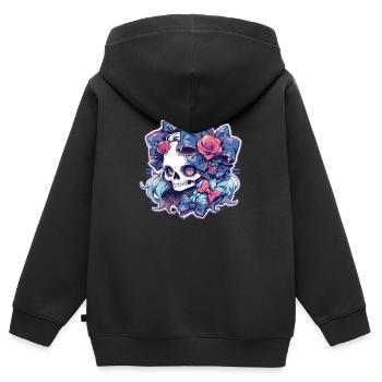 Totenkopf - Kinder Premium Organic Zip Hoodie - Schwarz - Hinten - AI Model Kid Male (0cm)
