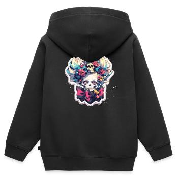 Totenkopf - Kinder Premium Organic Zip Hoodie - Schwarz - Hinten - AI Model Kid Male (0cm)
