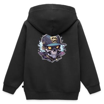 Totenkopf - Kinder Premium Organic Zip Hoodie - Schwarz - Hinten - AI Model Kid Male (0cm)