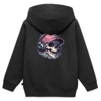 Totenkopf - Kinder Premium Organic Zip Hoodie - Schwarz - Hinten - AI Model Kid Male (0cm)