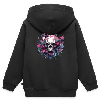 Totenkopf - Kinder Premium Organic Zip Hoodie - Schwarz - Hinten - AI Model Kid Male (0cm)