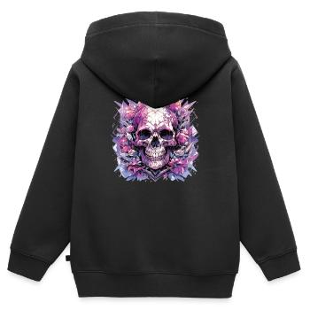 Totenkopf - Kinder Premium Organic Zip Hoodie - Schwarz - Hinten - AI Model Kid Male (0cm)