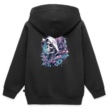 Totenkopf - Kinder Premium Organic Zip Hoodie - Schwarz - Hinten - AI Model Kid Male (0cm)