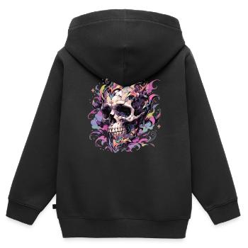 Totenkopf - Kinder Premium Organic Zip Hoodie - Schwarz - Hinten - AI Model Kid Male (0cm)