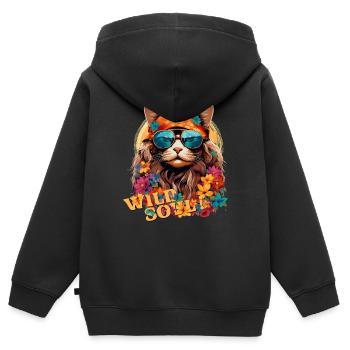 Hippie-Kätzchen mit Bandana und Alma Salvaje-Brille - Kinder Premium Organic Zip Hoodie - Schwarz - Hinten - AI Model Kid Male (0cm)