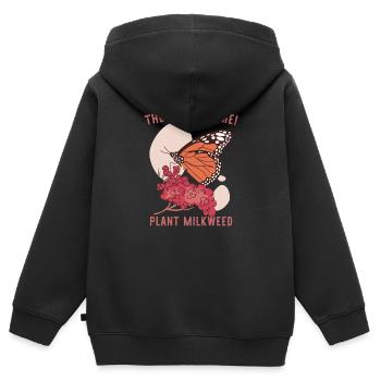 Monarque Papillon Asclépiade - Sweat Premium à capuche zippé enfant bio - noir - Dos - AI Model Kid Male (0cm)