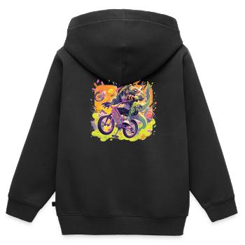 Bmx Bmx Enfants Bmx Vélo Bmx Dinosaure - Sweat Premium à capuche zippé enfant bio - noir - Dos - AI Model Kid Male (0cm)