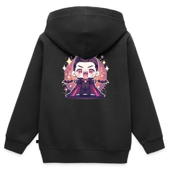 Vampire - Sweat Premium à capuche zippé enfant bio - noir - Dos - AI Model Kid Male (0cm)
