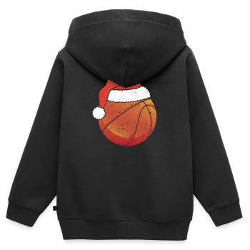 Bal de Noël de basketball Chapeau du Père Noël - Sweat Premium à capuche zippé enfant bio - noir - Dos - AI Model Kid Male (0cm)