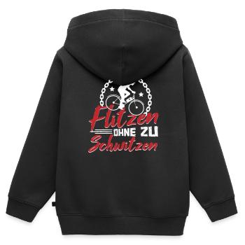E-Bike Elektrofahrrad Flitzen ohne zu schwitzen - Kinder Premium Organic Zip Hoodie - Schwarz - Hinten - AI Model Kid Male (0cm)