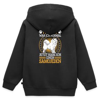 Samojede früher normal Samojedenspitz - Kinder Premium Organic Zip Hoodie - Schwarz - Hinten - AI Model Kid Male (0cm)