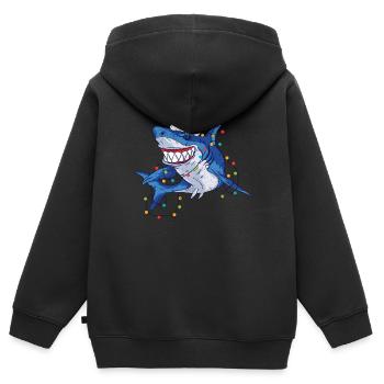 Weihnachtsmann Hai Weihnachtsbeleuchtung Lustige - Kinder Premium Organic Zip Hoodie - Schwarz - Hinten - AI Model Kid Male (0cm)