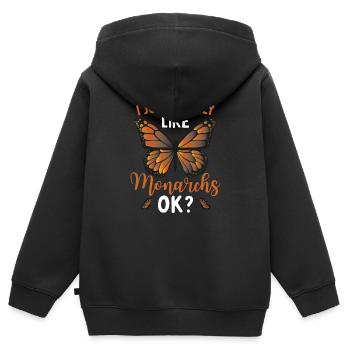 Fille monarque - Sweat Premium à capuche zippé enfant bio - noir - Dos - AI Model Kid Male (0cm)