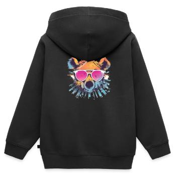 Bär Bär Sonnenbrille Braunbär Waldbewohner - Kinder Premium Organic Zip Hoodie - Schwarz - Hinten - AI Model Kid Male (0cm)