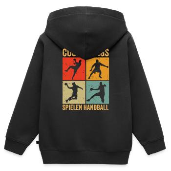 Handball Geschenk Handballer Junge Handballspieler - Kinder Premium Organic Zip Hoodie - Schwarz - Hinten - AI Model Kid Male (0cm)