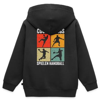 Handball Geschenk Handballer Junge Handballspieler - Kinder Premium Organic Zip Hoodie - Schwarz - Hinten - AI Model Kid Male (0cm)