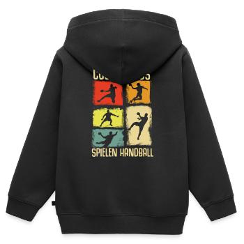 Handball Geschenk Handballer Junge Handballspieler - Kinder Premium Organic Zip Hoodie - Schwarz - Hinten - AI Model Kid Male (0cm)