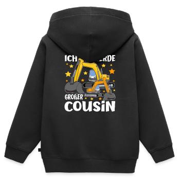 Sandbagger bald Großer Cousin Ich Werde - Kinder Premium Organic Zip Hoodie - Schwarz - Hinten - AI Model Kid Male (0cm)