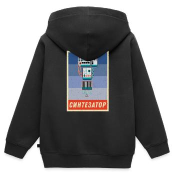 Synthesizer Synth Keyboard Elektronische Musiker - Kinder Premium Organic Zip Hoodie - Schwarz - Hinten - AI Model Kid Male (0cm)