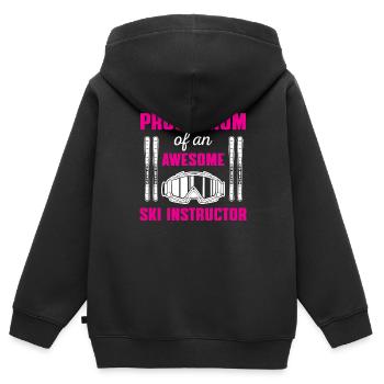 Funny ski instructor mom shirt - Kids Premium Organic Zip-up Hoodie - black - Back - AI Model Kid Male (0cm)