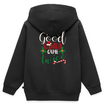 Ich bin so gut, dass der Weihnachtsmann zweimal - Kinder Premium Organic Zip Hoodie - Schwarz - Hinten - AI Model Kid Male (0cm)