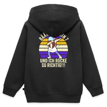 7 Jahre Mädchen Geschenk 7. Geburtstag Sieben - Kinder Premium Organic Zip Hoodie - Schwarz - Hinten - AI Model Kid Male (0cm)