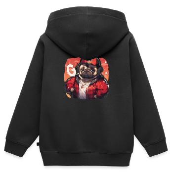 Carlin Carlin Chien Pug Cadeaux Carlin Amoureux du Carlin - Sweat Premium à capuche zippé enfant bio - noir - Dos - AI Model Kid Male (0cm)