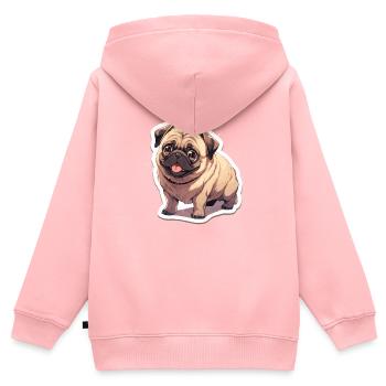 Carlin Carlin Chien Pug Cadeaux Carlin Amoureux du Carlin - Sweat Premium à capuche zippé enfant bio - rose - Dos - AI Model Kid Female (0cm)