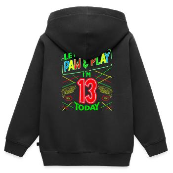 Let´s Paw & Play I´m 13 Years Old Today Laser Tag - Kinder Premium Organic Zip Hoodie - Schwarz - Hinten - AI Model Kid Male (0cm)