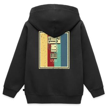 Synthesizer Synth Keyboard Elektronische Musiker - Kinder Premium Organic Zip Hoodie - Schwarz - Hinten - AI Model Kid Male (0cm)