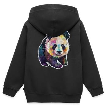 BABY PANDA AQUARELL - Kinder Premium Organic Zip Hoodie - Schwarz - Hinten - AI Model Kid Male (0cm)