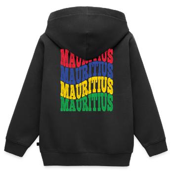 idee cadeau Couleurs du drapeau de l'ile Maurice - Sweat Premium à capuche zippé enfant bio - noir - Dos - AI Model Kid Male (0cm)