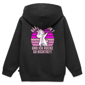 7 Jahre Junge Geschenk 7. Geburtstag Sieben - Kinder Premium Organic Zip Hoodie - Schwarz - Hinten - AI Model Kid Male (0cm)